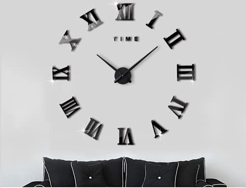 SALTN Large 3D DIY Frameless Roman Wall Clock