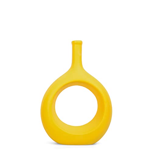 Samawi 10" Yellow Ceramic Vase - Modern Home Decor