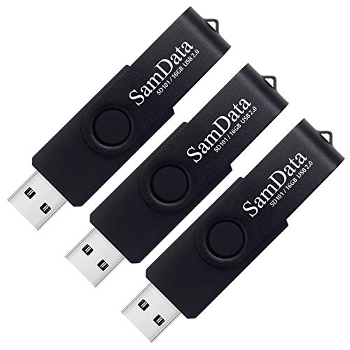 SamData USB 2.0 Flash Drive 16GB 3 Pack