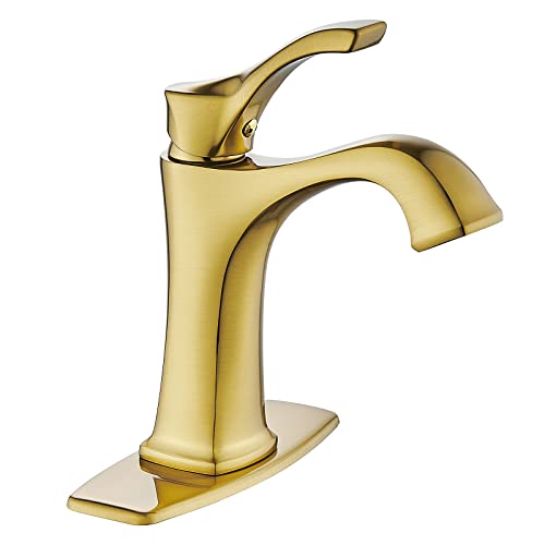 Sanliv Brushed Gold Single Handle Bathroom Faucet