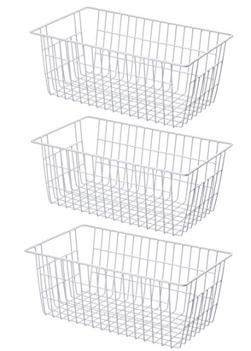 Large Metal Freezer Storage Baskets Set - 3 Pack