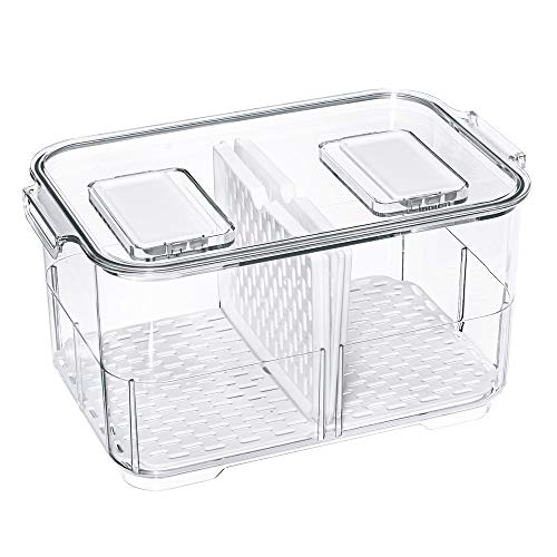 Fruit Container, LUXEAR Fresh Container 3Pack Produce Saver Container  Vegetable Fruit and Salad Partitioned Food Storage Container with Vents  White 