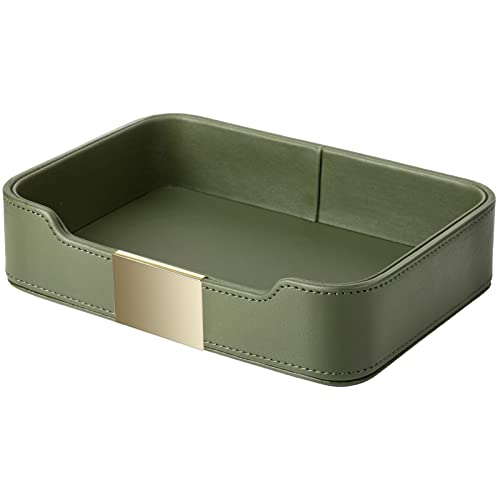 Green Luxury Leather Tray Desktop Organizer for Home & Office
