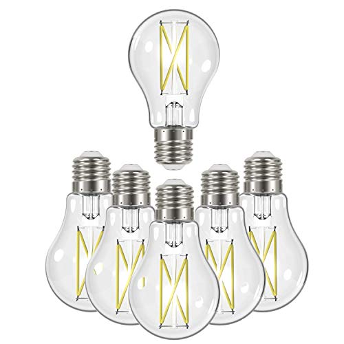 Satco Dimmable LED Filament Lamps, 6-Pack, 8W, Clear, Medium Base, 3500K