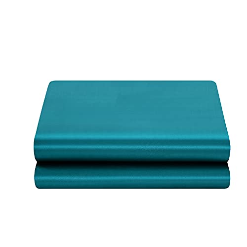Satin Flat Sheet Only, Full Flat Sheet, 1 - Piece Teal Top Sheet, Extra Soft Silk Flat Bed Sheets Sold Separately Full - Teal