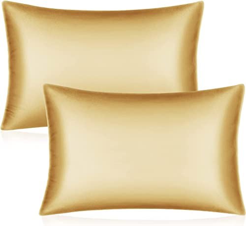 Satin Pillowcase for Hair and Skin Set - Gold