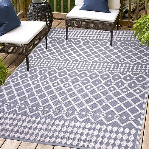 Moroccan Geometric Outdoor Rug for Patio and RV