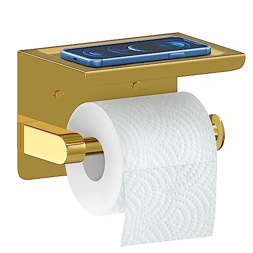 Sayoneyes Gold Toilet Paper Holder with Shelf