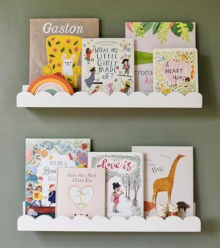Scalloped White Nursery Book Shelves