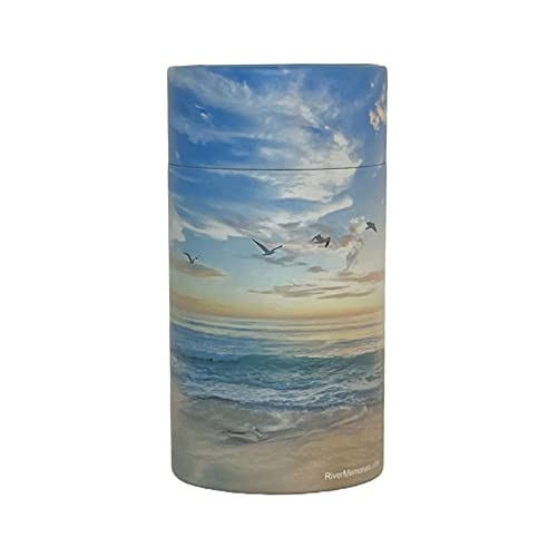 Scattering Tube, Biodegradable Cremation Urn for Ashes, Adults, Pets, Cremation Urn, Beach Life (Small 6" x 3")