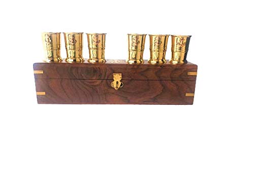 SCEXPORTS Shot Glasses with Rosewood Storage Case