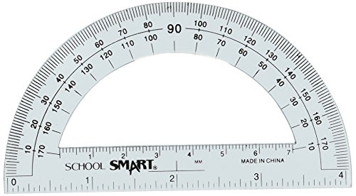 School Smart Protractor with 4 inch Ruler - Pack of 12