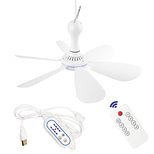 SCOOYEEES USB Ceiling Fan with Remote Control - White
