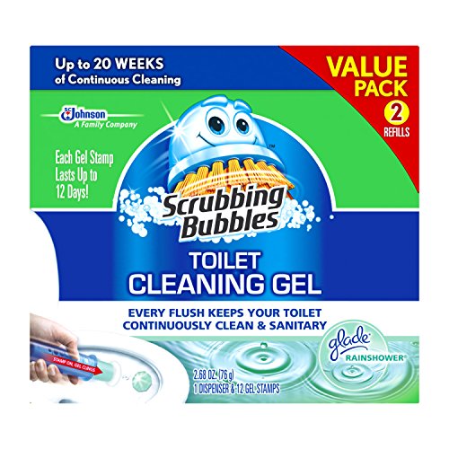 Scrubbing Bubbles Toilet Bowl Gel Kit, Glade Rainshower Scent, 12 Stamps