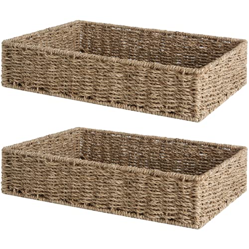 Seagrass Baskets for Organizing, 2-Pack Natural Storage Solution