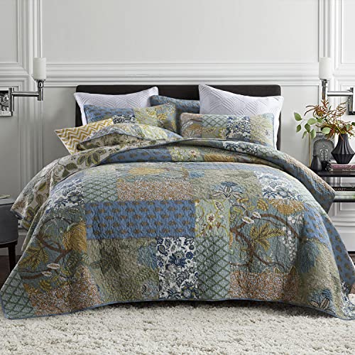 Secgo California King Quilt Set - 100% Cotton Oversized Bedding (120 * 110 Inch)