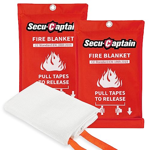 SecuCaptain Emergency Fire Blanket - Flame Suppression Fiberglass Fire Blankets