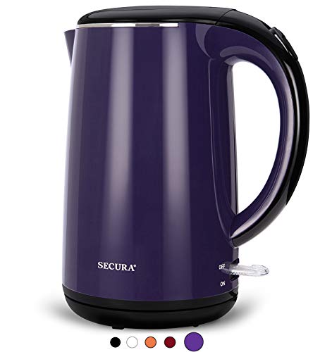Bella 1.7 Liter Glass Electric Kettle, Quickly Boil 7 Cups of Water in 6-7 Minutes, Soft Purple LED Lights Illuminate While Boiling, Cordless