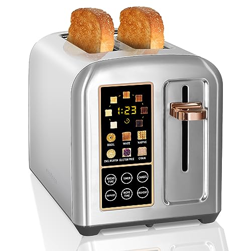 SEEDEEM Stainless Steel Toaster with LCD Display and Touch Buttons