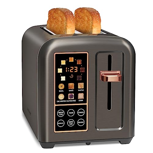 SEEDEEM Touch LCD 2 Slice Toaster with 7 Shade Settings