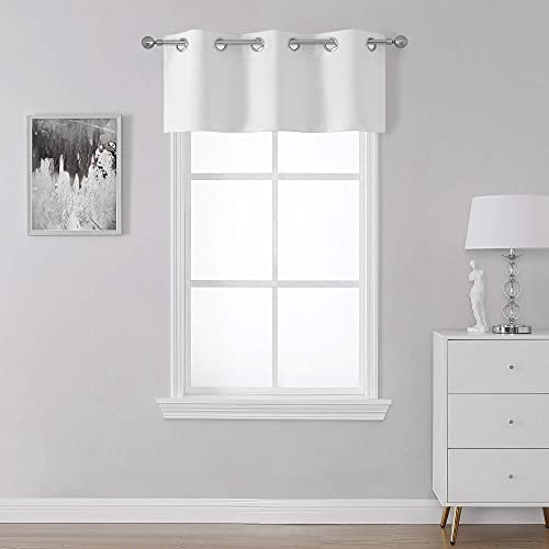 SeeGlee Pure White Valance - Room Darkening Thermal Insulated Curtain Panel