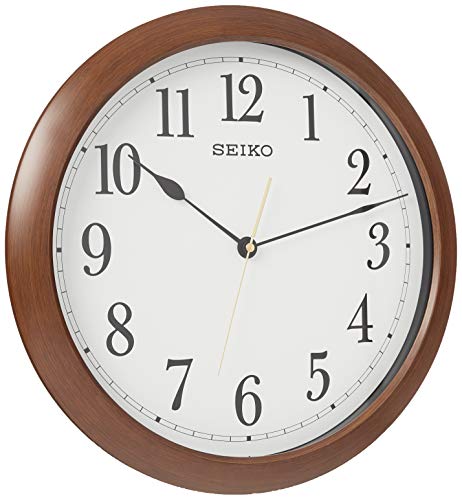 Seiko 16 Inch Numbered Wood Finish Wall Clock