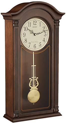 Seiko Gold Tone Wall Clock with Pendulum and Dual Chimes