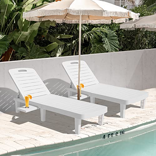 Outdoor Chaise Lounge Set of 2 - Adjustable, Waterproof & Quick Assembly