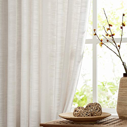Semi-Sheer Linen Textured Curtains for Living Room