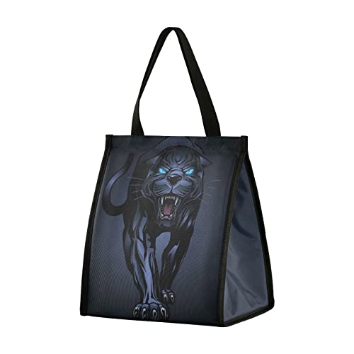 senya Lunch Bag for Children School, Insulated Roaring Black Panther Lunch Box Cooler Tote Bags for Kids Women Men