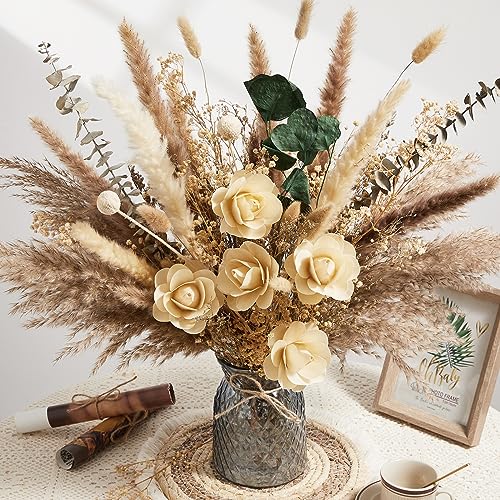 Serwalin Dried Flowers with Vase: Stunning Boho Decoration