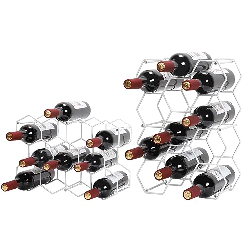 Fogein 3 Tier Freestanding Metal Wine Rack (White)