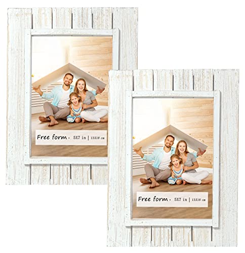 Set of 2 Solid Wood 5x7 Picture Frames with HD Glass