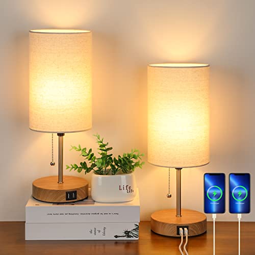 Set of 2 Table Lamps with USB Ports