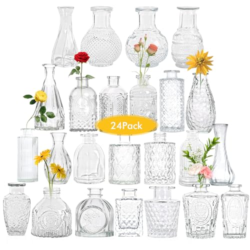 Set of 24 Vintage Glass Bud Vases