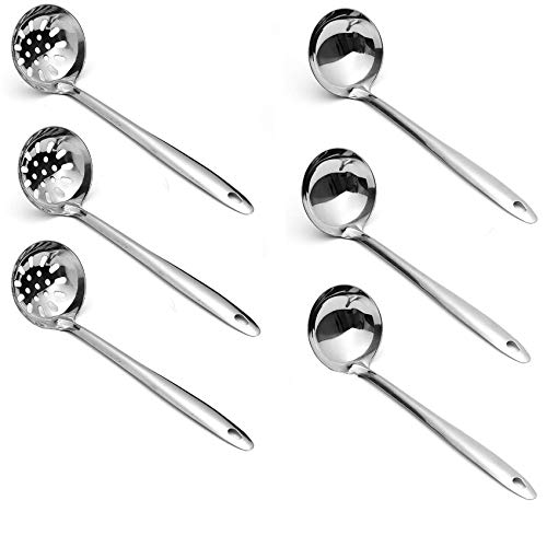 IMEEA Hot Pot Ladle Set Slotted Spoons for Cooking SUS304 Stainless Steel  Soup Ladles for Serving, 12-Inch