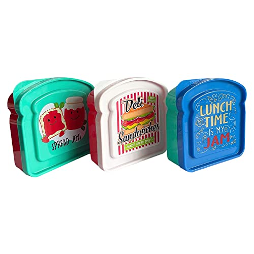 Food Storage Sandwich Containers, Toast Storage Box with Easy-locking Clips Great for Meal Prep. Kids Adult Lunch Box - Reusable, Size: 6.1 x 5.9 x