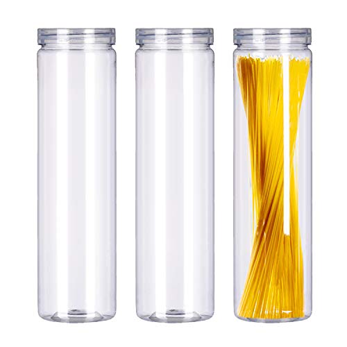 Set of 3Pcs Clear Plastic Food Storage Jar with Lid