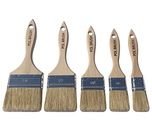 Set of 5 L Sizes European Professional Flat Paint Brushes