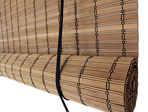 Seta Direct, Brown Bamboo Slat Roll Up Blind - 24-Inch Wide by 72-Inch Long