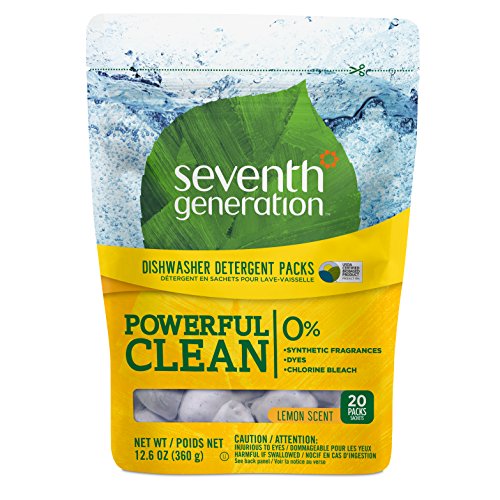 Seventh Generation Dishwasher Detergent Packs, Lemon Scent, 20 count