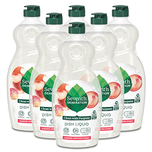 Seventh Generation Summer Orchard Dish Soap Liquid, 19 oz (Pack of 6)