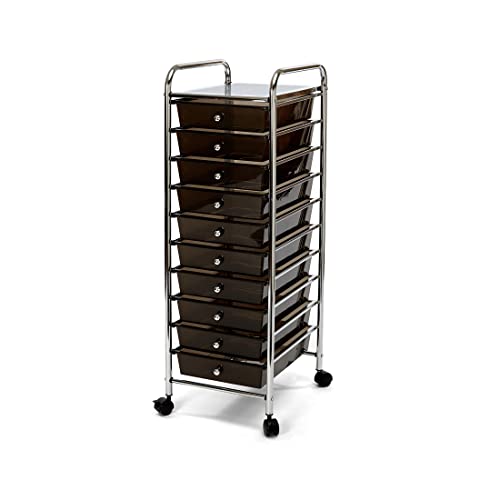 10-Drawer Black Rolling Utility Storage Cart for Home and Office
