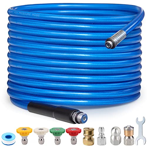 100 Ft. Sewer Jetter Drain Cleaner for High Flow Pressure Washers