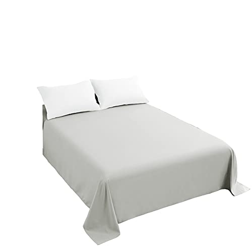 Sfoothome Bed Flat Sheet - Queen Size, Light Gray