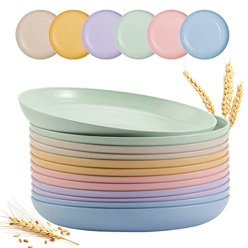 SGAOFIEE 12 PACK 9 Inch Lightweight Wheat Straw Plates