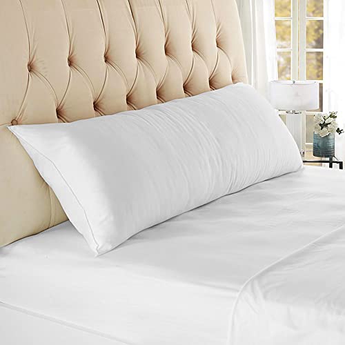 SGI Luxury Egyptian Cotton Body Pillow Cover, Solid White, 21x56