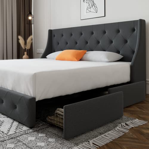 SHA CERLIN Queen Platform Upholstered Bed Frame