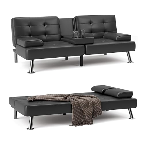 Shahoo Convertible Folding Futon Sofa Bed - Black