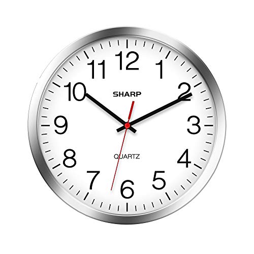 SHARP 12-inch Wall Clock - Silent Non Ticking Quartz Battery Operated